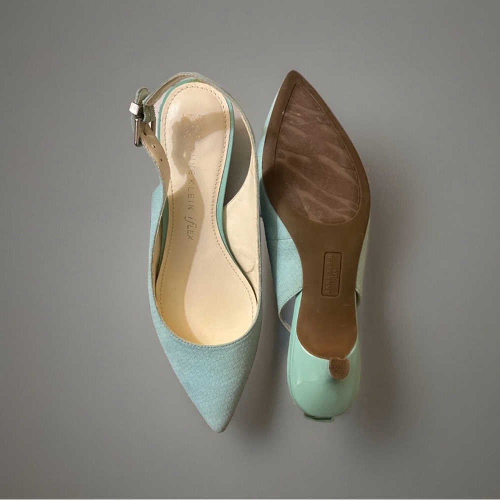 Anne Klein Mint Green Pointed Toe Slingback Heels - Picture 14 of 16